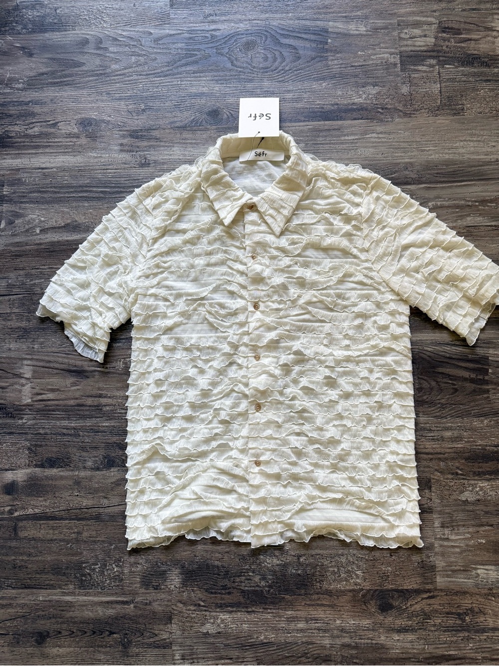 NWT - SEFR Ruffled button up shirt